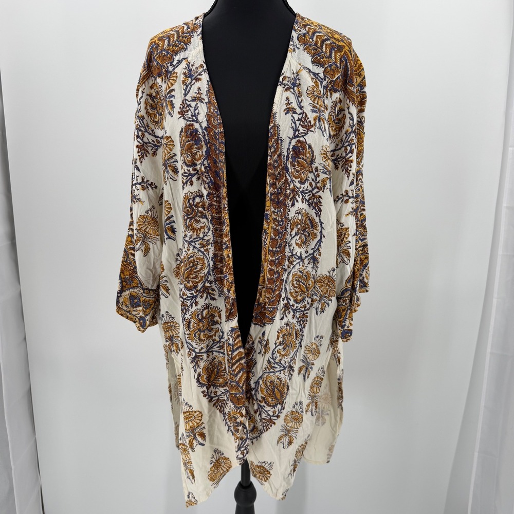 Billabong Boho Paisley Kimono Cardigan Womens Small Open Front Festival Duster - Picture 2 of 9